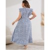 Womens Plus Size Casual Sleeveless Maxi Dress Ruffle Sleeve A Line Swing Summer Maxi Dress with Pockets - 2 of 4