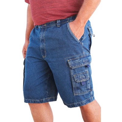Boulder Creek by KingSize Men's Big & Tall 12" Side Elastic Denim Cargo Shorts