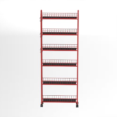 MaseiKar 6 Tier Storage Cart,Metal Kitchen Rolling Cart with Lockable Wheels & Baskets, Slim Storage Shelf for Kitchen,Bathroom,Laundry,Small Space