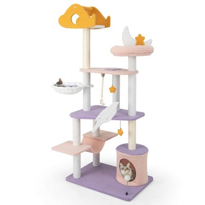 Tangkula Cat Tree Cats Multi-level Cat Tower w/ Sisal Covered Scratching Posts Hammock