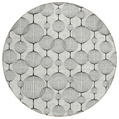 Graphite Gray And Silver Geometric Washable Indoor Outdoor Area Rug