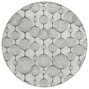 Graphite Gray And Silver Geometric Washable Indoor Outdoor Area Rug - 1 of 4
