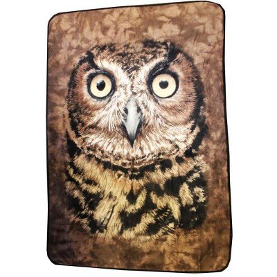 Just Funky Owl Face Lightweight Fleece Throw Blanket | 45 x 60 Inches