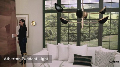 Atherton Black and Gold Mid-Century Modern 6-Light Pendant Chandelier