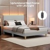 Bestier Corduroy Upholstered Queen Bed Frame with Adjustable Headboard, Platform Bed Frame with LED Light, Solid Wood Slats, No Box Spring Needed - 3 of 4