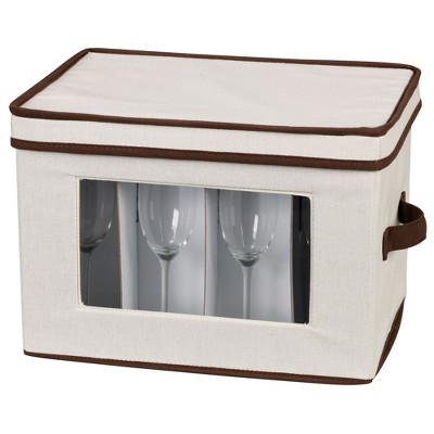 Gray Fabric Collapsible Lidded Storage Bin with Trim
