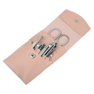 Unique Bargains Manicure Set with PU Leather Case Personal Care Tool Kits Stainless Steel Pedicure Set Silver Tone 7pcs