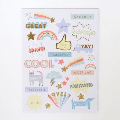 Meri Meri Gold Glitter Stars Sticker Sheets (Pack of 10)