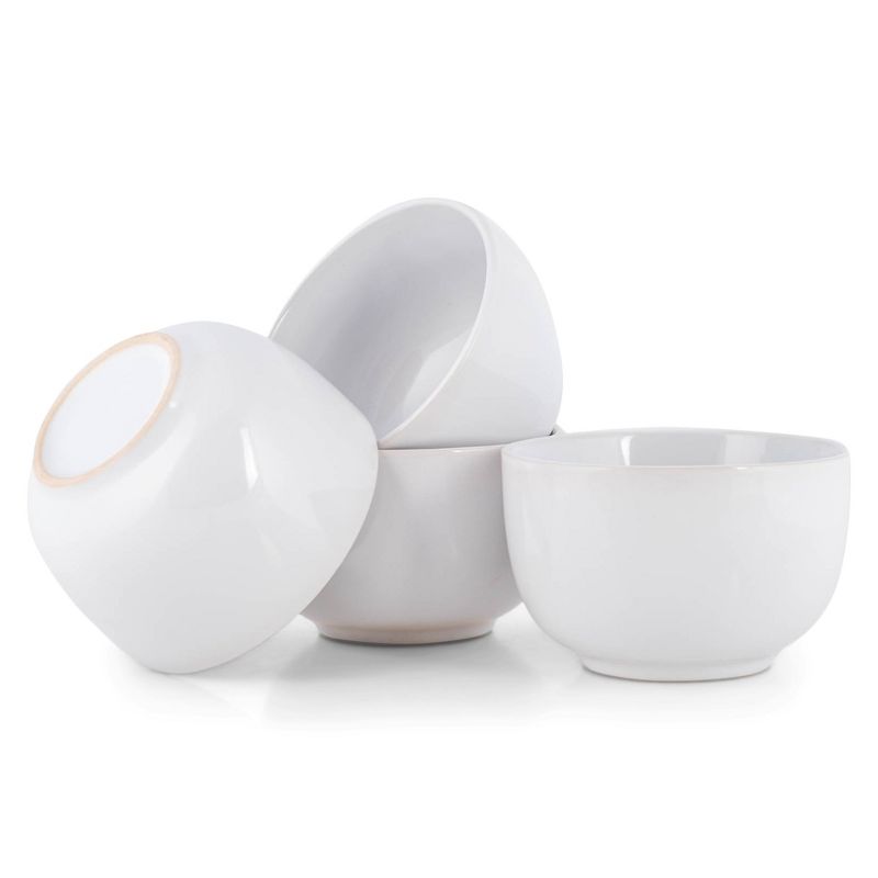 Elanze Designs Bistro Glossy Ceramic 4 inch Dessert Bowls Set of 4, White, 4 of 7