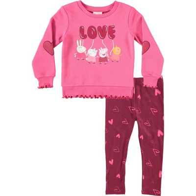 Toddler Girls' Peppa Pig Valentine's Day Top and Knit Leggings Set - Burgundy