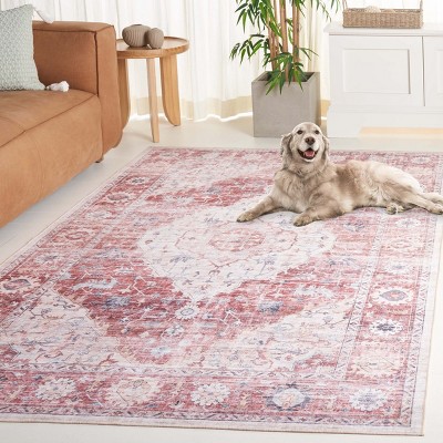 Arizona Red and Beige Synthetic Washable Area Rug