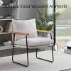 Syemin Accent Chairs Modern Upholstered Living Room Chair Comfy Reading Chair Vanity Chair Wood Armrests Single Sofa Chair, White, 23.82"*27.76"*31.5" - 2 of 4