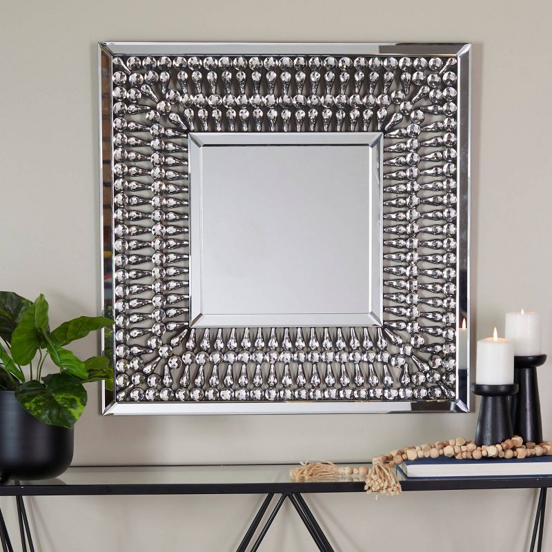 32&#34;x32&#34; Glass Wall Mirror with Crystal Embellishment Silver - Olivia &#38; May, 2 of 6