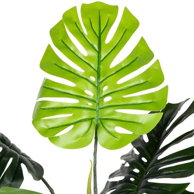 50" Green and Black Plastic Monstera Plant in Pot