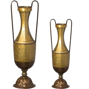 Uniquewise Decorative Antique Style 2 Handle Metal Jug Floor Vase for Entryway, Living Room or Dining Room Tall Elegant Home Decor Accent - Metal Vase - 1 of 4