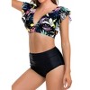 Women's V Neck Bikini Set Two Piece Ruffled Top Bathing Suits High Waisted Bikini Bottom U Back Swimwear - 4 of 4