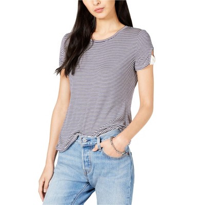 maison Jules Womens Knit STRP BOWS Embellished T-Shirt