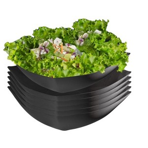 Crown Display Black Disposable Serving Bowl Squared Convex Bowl - Black Plastic Bowl for Serving - 1 of 4