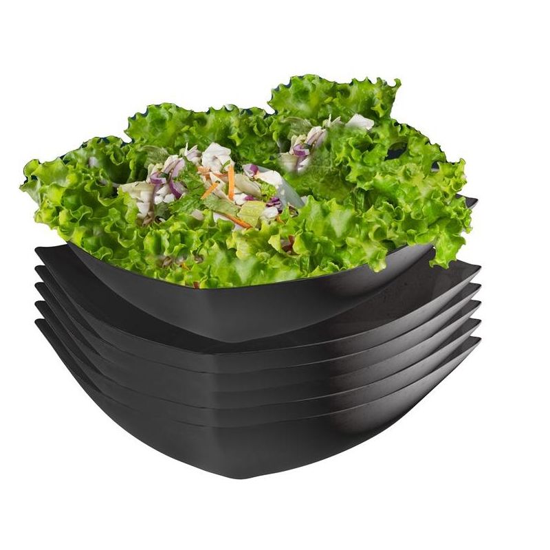 Crown Display Black Disposable Serving Bowl Squared Convex Bowl - Black Plastic Bowl for Serving, 1 of 11