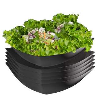 Crown Display Black Disposable Serving Bowl Squared Convex Bowl - Black Plastic Bowl for Serving