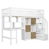 Merax Wood Twin Size Loft Bed with Built-in Desk, LED Lights, and Ample Storage Space - 4 of 4