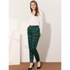 INSPIRE CHIC Women's Vintage Tartan Plaid Elastic Waist Straight Long Trousers 2 Packs - 2 of 4