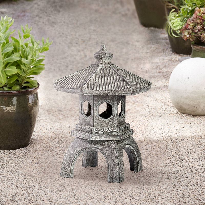John Timberland Pagoda Statue Sculpture Garden Decor Indoor Outdoor Front Porch Patio Yard Outside Home Balcony Old Faux Stone Finish 16 1/2" Tall, 2 of 8