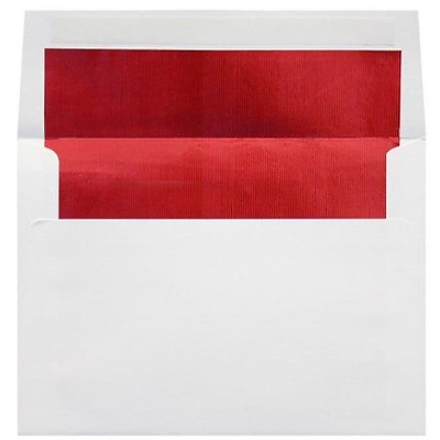 LUX A8 Foil Lined Invitation Envelopes 5 1/2 x 8 1/8  White w/Red Lining FLWH4885-01-50