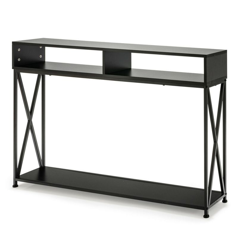 Costway Console Table with Open Shelf and Storage Compartments Steel Frame, 1 of 13