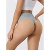 Allegra K Women's High Waist Tummy Control Stretch T-back Breathable Comfortable Thongs 2 Packs - 2 of 4