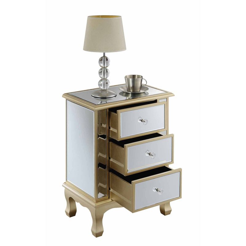 Gold Coast Vineyard Mirrored 3 Drawer End Table - Breighton Home, 4 of 10