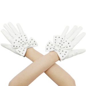 INSPIRE CHIC Women's Snap Closure Studded Bowtie Gloves - 1 of 4