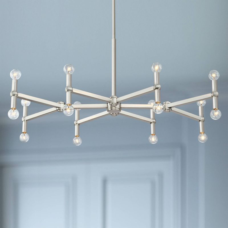 Possini Euro Design Marya Brushed Nickel Chandelier 37 3/4" Wide Modern 16-Light Fixture for Dining Room House Foyer Kitchen Island Entryway Bedroom, 2 of 9