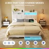 Greenstell Bed Frame with LED Lights & Charging Station, Upholstered Headboard with 4 Storage Drawers - 2 of 4