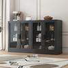 36"x62"x16" Wood Accent Sideboard Cabinet in Black, Storage Organizer with Adjustable Shelves and Glass Doors for Kitchen Bedroom Living/Dinning Room - 2 of 4