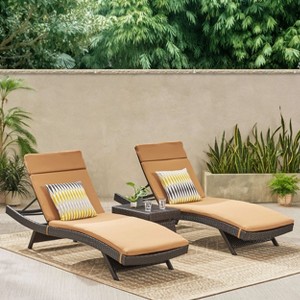 GDFStudio Olivia Multibrown 3 Piece Armless Chaise Lounge Chat Set with Cushions - 1 of 4