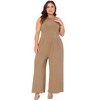 Agnes Orinda Women's Plus Size Sleeveless Crew Neck Wide Leg with Pocket Jumpsuit - 3 of 4