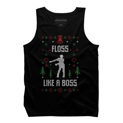 Men's Design By Humans Floss Like A Boss Ugly Christmas Sweater By shirtpublic Tank Top