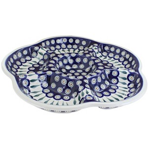 Blue Rose Polish Pottery 1956 Zaklady Chip &Dip Tray - 1 of 1
