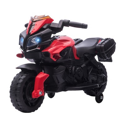 Aosom 6V Electric Motorcycle for Kids, Dirt Bike, Battery-Powered Ride-On Toy Off-Road Street Bike with Pedal, Headlights, and Training Wheels