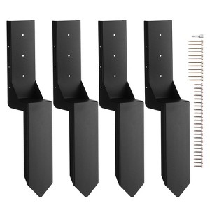 VEVOR Fence Post Anchor Repair Kit, 4 Pack Inner Diameter 3.5 x3.5 Inches Heavy Duty Steel Fence Post Support Stakes, Anchor Ground Spike, Black - 1 of 4