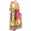 LA LEELA Women's Summer Dailywear Loose Caftan Boho Slit Dress One Size Abstract - 2 of 4