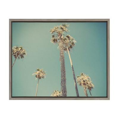 18" x 24" Sylvie Palm Trees in Lajolla Framed Canvas By Shawn St. Peter Gray - DesignOvation