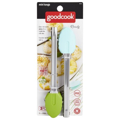 GoodCook Ready 2pk Stainless Steel with Silicone Tips Mini Tongs