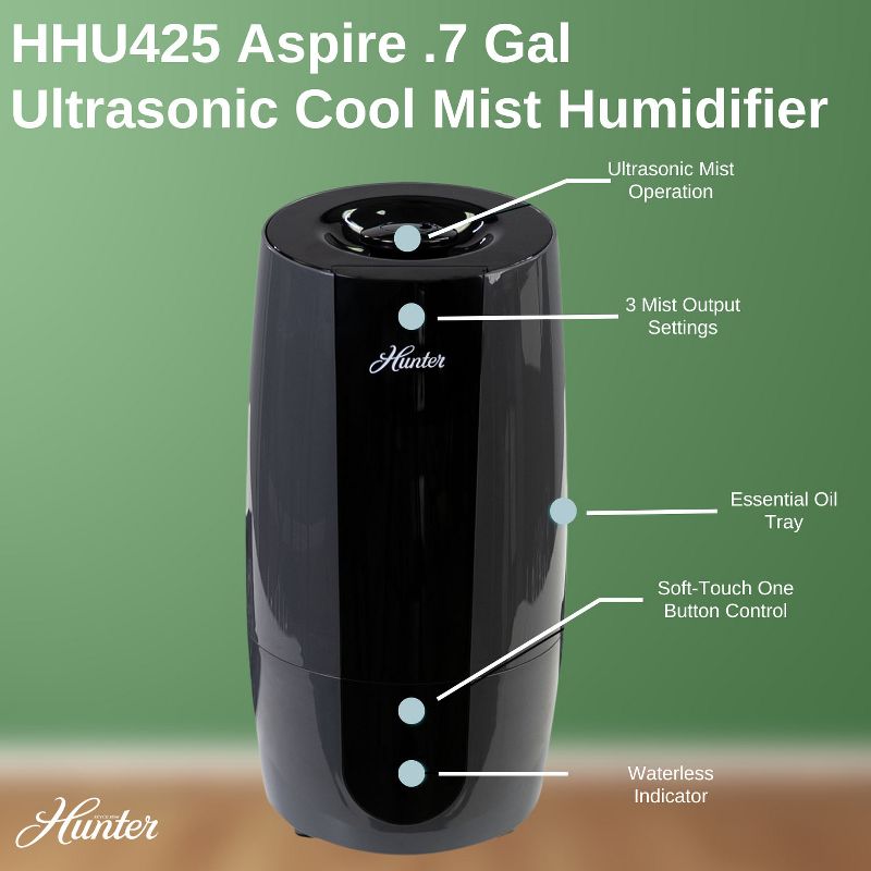 Hunter Aspire 0.7 Gal Ultrasonic Cool Mist Humidifier, 4 of 11