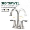 Cobbe Bathroom Faucet Brushed Nickel with Pop-up Drain & Supply Hoses Two-Handle 360 Degree High Arc Swivel Spout Centerset 4 Inch Vanity Sink Faucet - 4 of 4