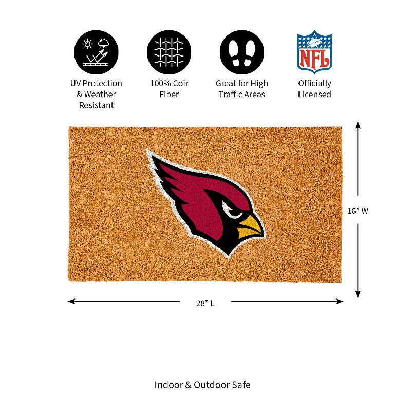Evergreen NFL Arizona Cardinals Logo Natural Coir 28 x 16 Inches Indoor Outdoor Doormat, 3 of 7
