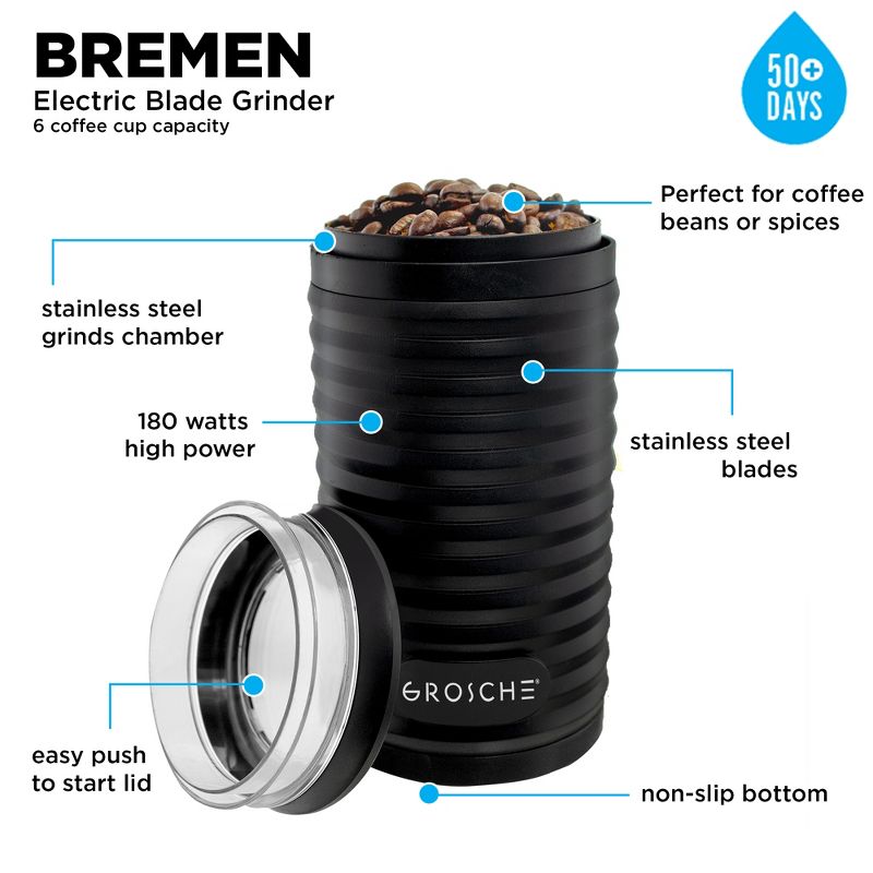 GROSCHE BREMEN Blade Electric Coffee Grinder, 6 of 16