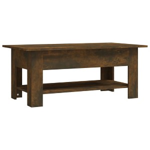 vidaXL Smoked Oak Coffee Table - Engineered Wood Rectangular Tea/Side/End Table with Storage Shelf - 40.2"x21.7"x16.5" - 1 of 4