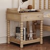 LIVAREEmlen Retro Style Nightstand with Drawer and Open Shelf for Bedroom, Bedside Table with Turned Legs and Metal Handle - 4 of 4